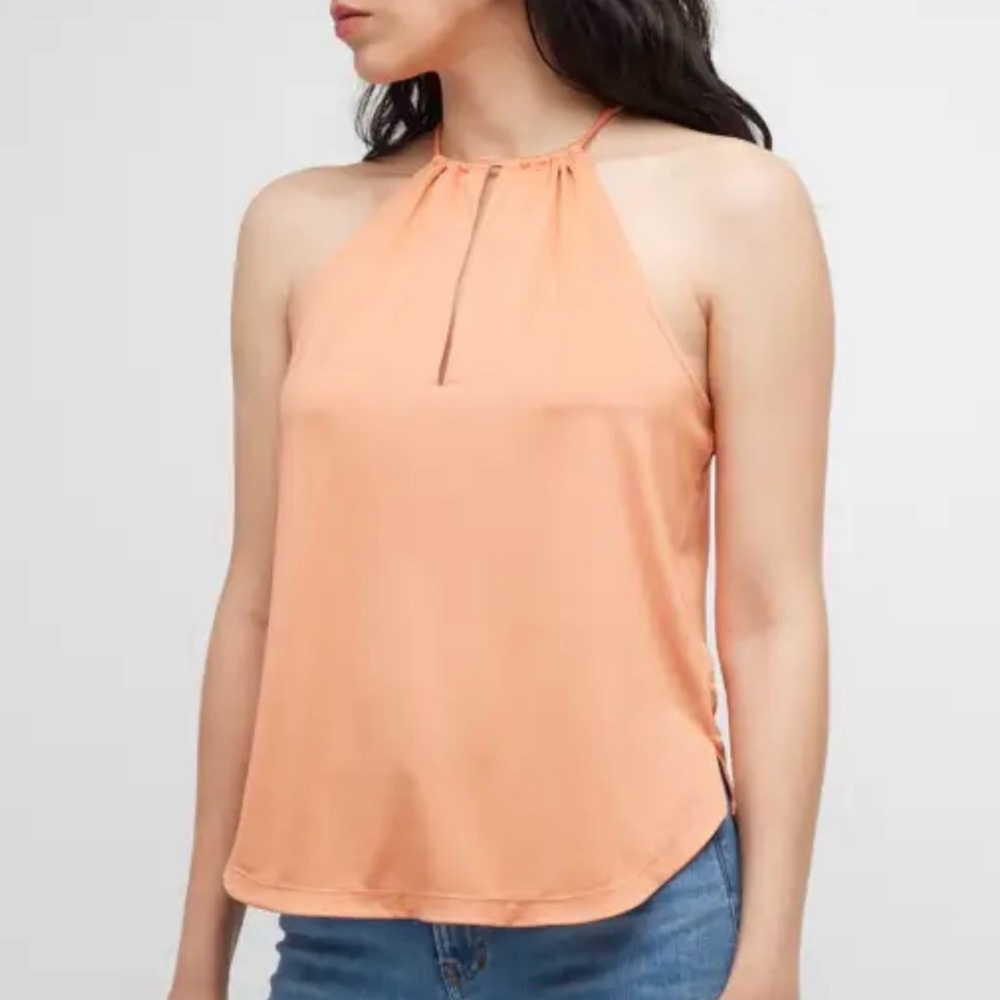 NWT Veronica Beard Kusumi Orange Keyhole Cutout Halter Neck Top reg $298